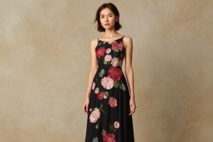 The Leo Lin Rayna Floral-Appliquéd Crepe Maxi Dress: An Exquisite Blend of Elegance and Artistry
